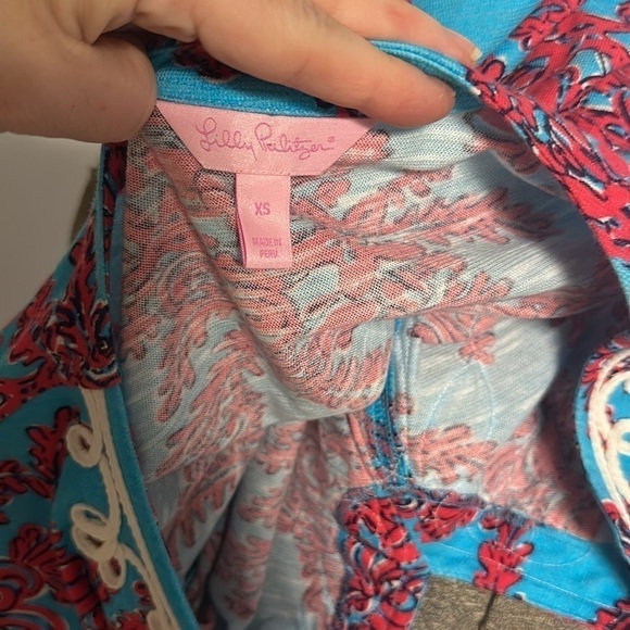 Lilly Pulitzer Westley Tunic Searulean Blue Rhode Island Reef Top women’s XS - Picture 8 of 11